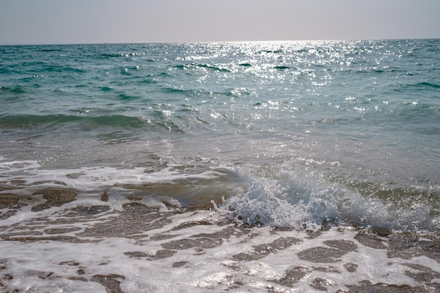 Beautiful sea at noon in spring clear water