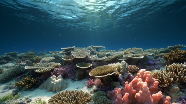 美しい海のサンゴ礁の背景イラスト 生成 AIxA