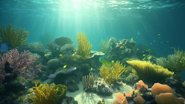 Beautiful sea reef background illustration generative aixa