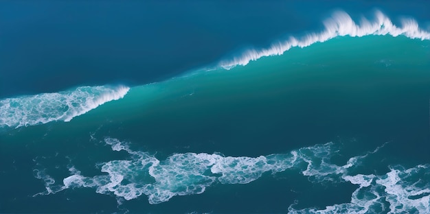 Beautiful sea turquoise waves with foam