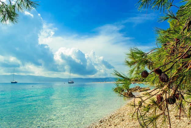 Foto bella vista sul mare sull'isola di brac in croazia