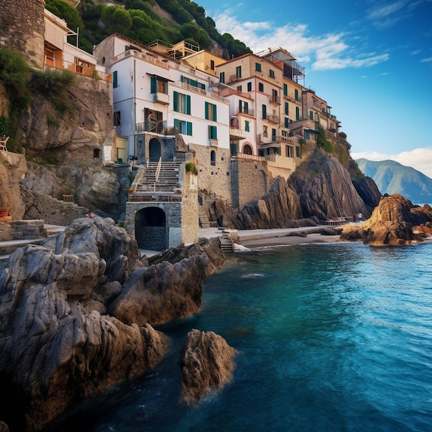 마을 mediterrian 집보기에서 바다 전망 근처의 아름다운 바다 전망