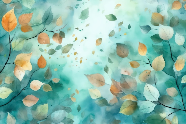 Beautiful seamless autumn pattern with watercolor colorful maple leaves AI