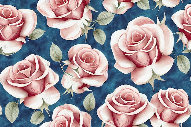 Beautiful seamless floral pattern with watercolor effect Flower illustration