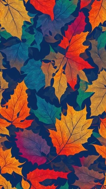 Beautiful Seamless Pattern of Autumn Leaves