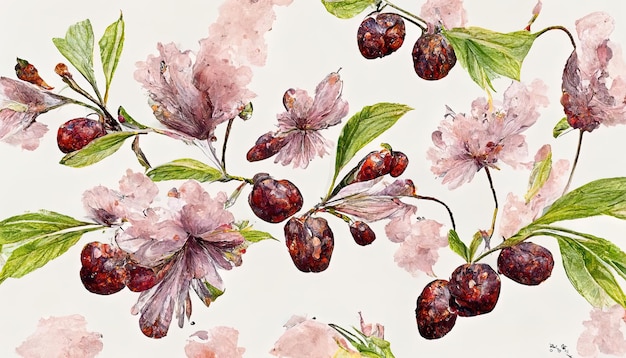 Beautiful seamless pattern cherry blossom flower Generative Ai