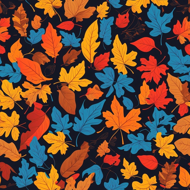 Beautiful Seamless Pattern of Fall Leaves