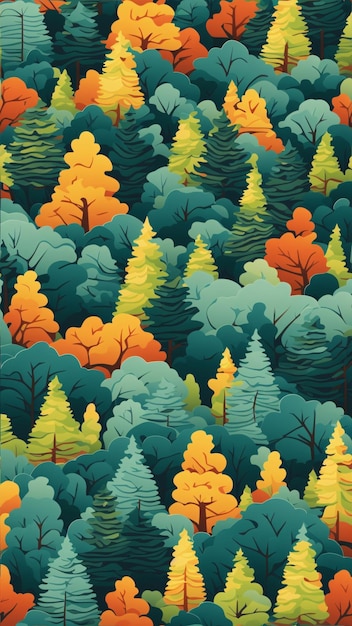 Beautiful Seamless Pattern of Pine Forest