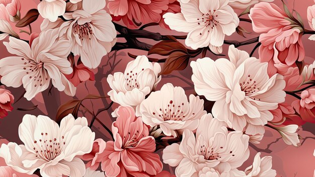 beautiful seamless pattern of pink sakura