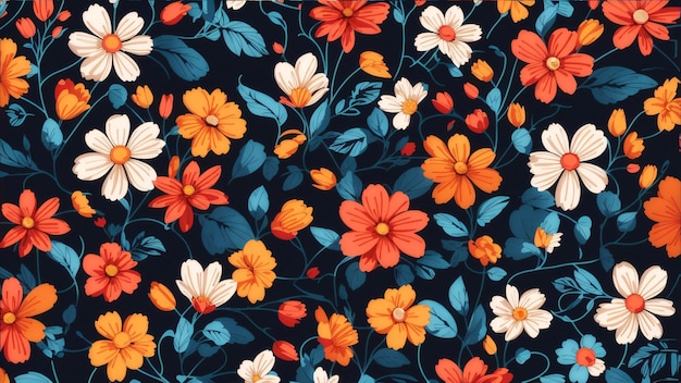 봄 초원 꽃의 아름 다운 원활한 패턴