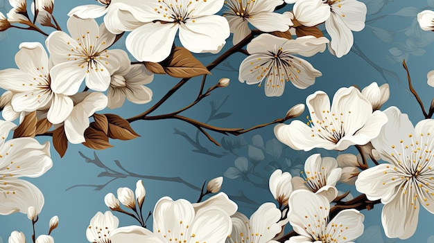 흰색 사쿠라의 아름다운 원활한 패턴