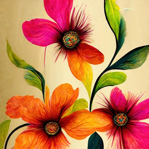 beautiful seamless vector floral pattern spring summer background with tropical flowers palm leaves jungle leaf hibiscus bird of paradise flower exotic wallpaper digital painting