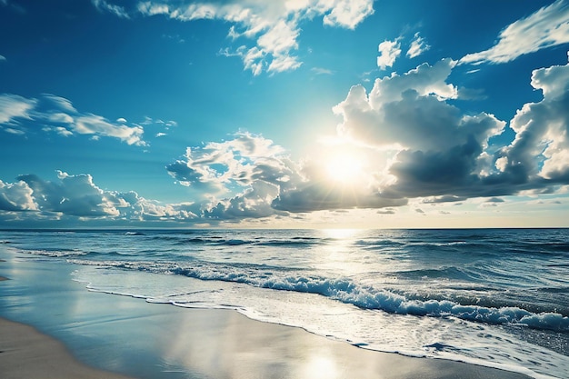 Beautiful seascape Dramatic sky over the sea