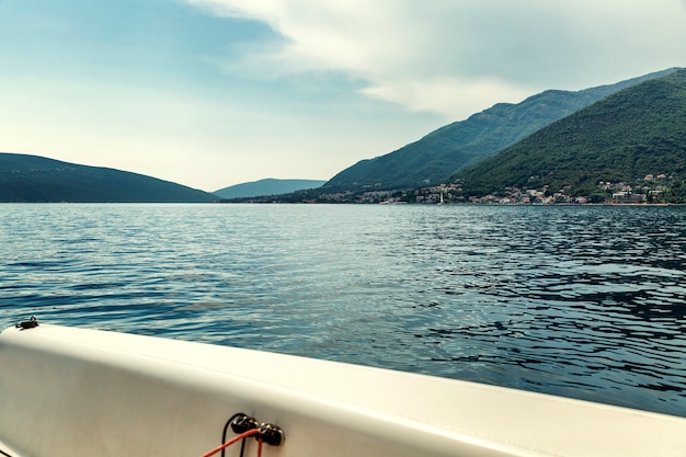 Beautiful seascape, mountains, view from the yacht