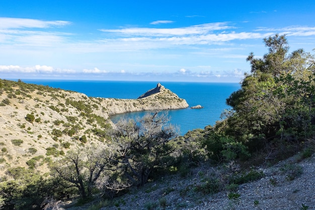 Beautiful seascape panorama of cape Kapchik to the Galitsin Trail Russia