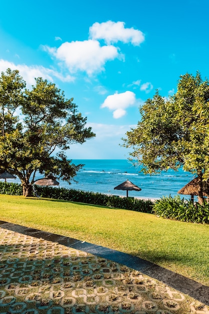 Beautiful seascape. path by the sea on a sunny day