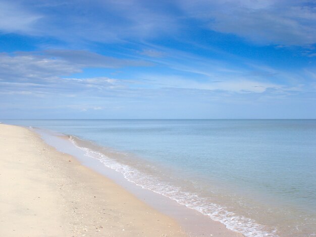 Beautiful seascape pictures of beach and sky with white cloud in summer