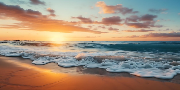 Beautiful seascape Sunrise over the sea 3d render