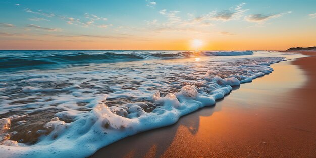 Beautiful seascape Sunrise over the sea 3d render