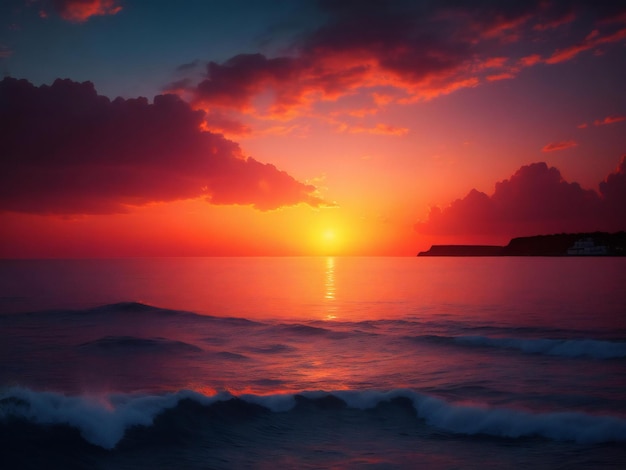 Beautiful seascape at sunset ai generated