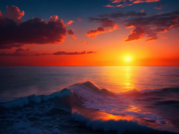 Beautiful seascape at sunset ai generated