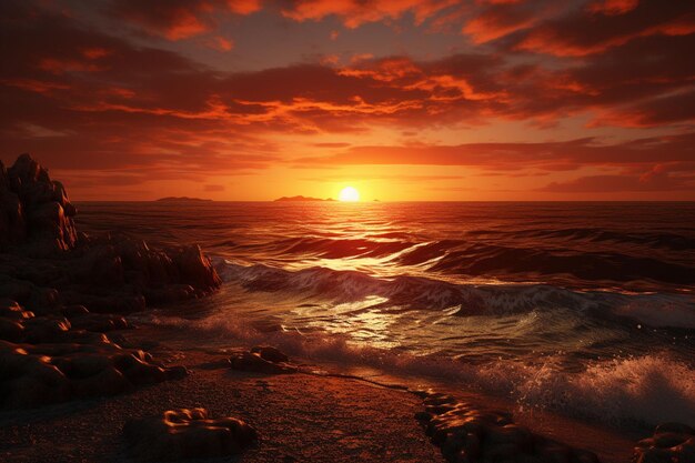 beautiful seascape at sunset ai generated