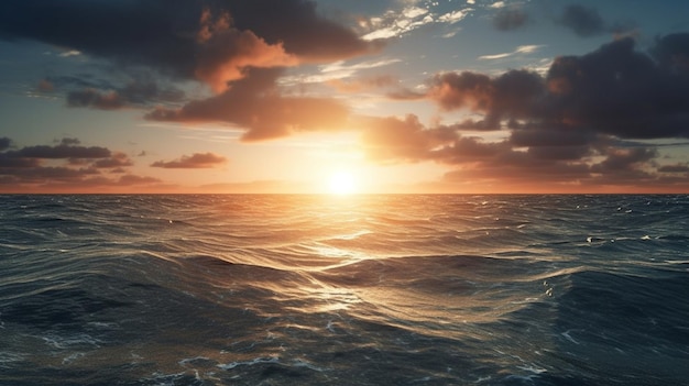 Beautiful seascape Sunset over the sea generative ai