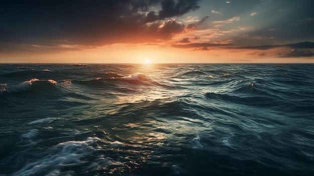 Beautiful seascape Sunset over the sea generative ai