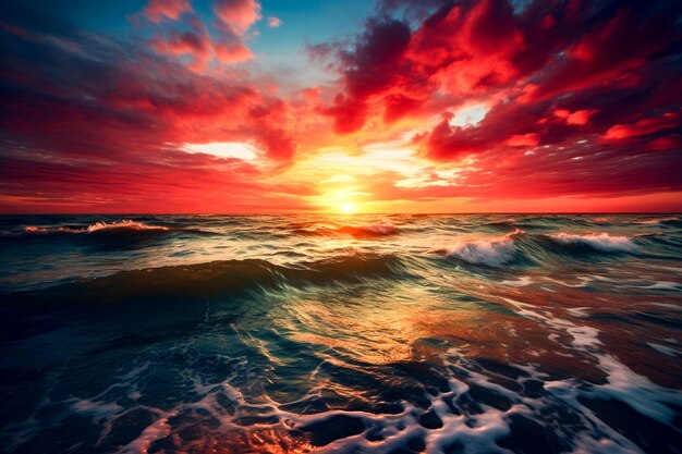 Beautiful seascape Sunset over the sea Nature composition