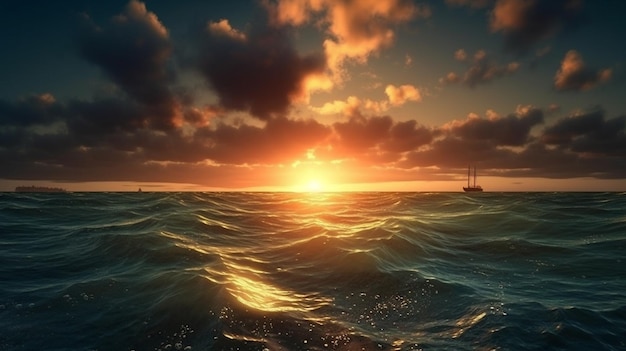 Beautiful seascape at sunsetgenerative ai