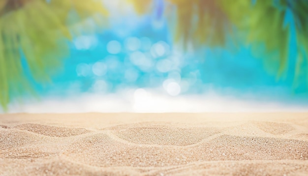 Beautiful Seascape tropical beach background White sand with palm tree and blur bokeh light of calm