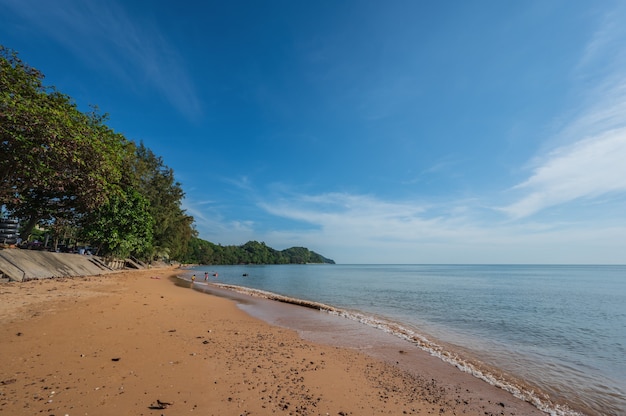 Beautiful seascape view with endless horizon at kung wiman beach chanthaburi city thailand.