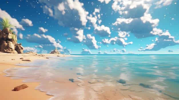 Beautiful seascape with blue sky and clouds