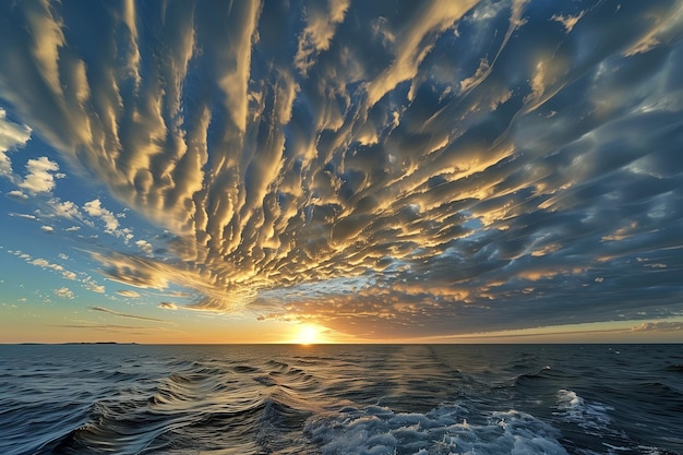 Beautiful seascape with clouds at sunset Nature composition