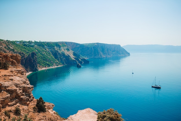 Beautiful seascape with mountains and cliffs