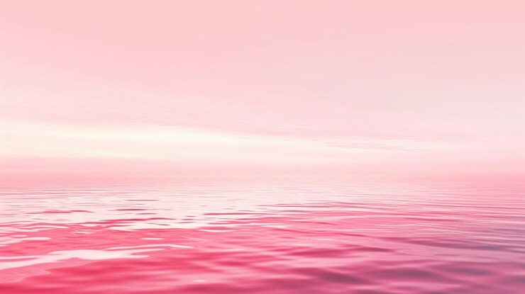 ピンクの空と水の波紋の背景の美しい海景