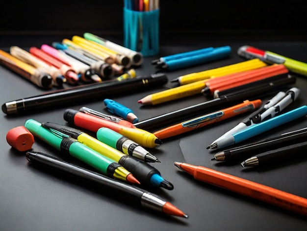 아름답고 선택적인 색의 색의 연필 사진