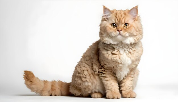 Beautiful Selkirk Rex cat cats breed white background