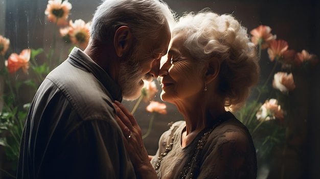 Beautiful senior couple in love Portrait of a happy elderly couple in love