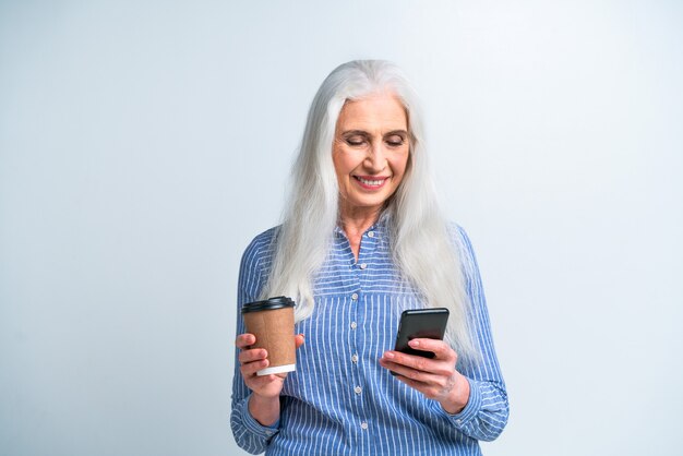 Beautiful senior woman portrait studio shot