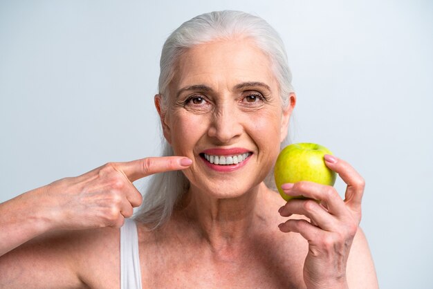 Beautiful senior woman portrait studio shot