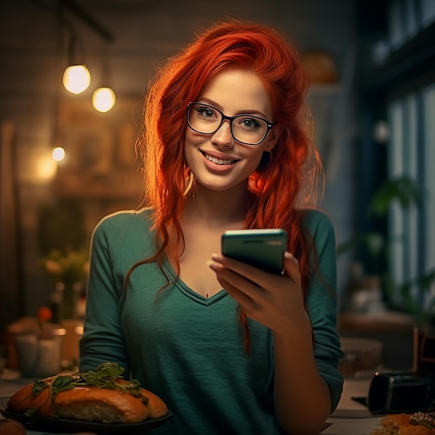 beautiful sensual and attractive giant phone with red hair