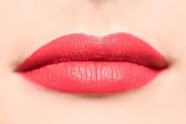 Beautiful sensual lips Red lipstick clear skin