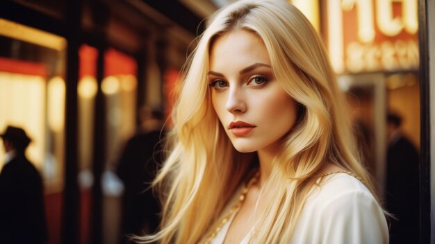 Photo beautiful sensual woman with long blonde hair