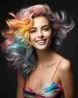 Photo beautiful sensuality glamour woman hair with clean skin generator by ai