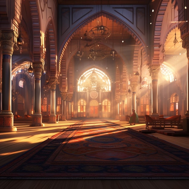 The beautiful serene mosque for blessed day of jummah friday the illuminated generative ai