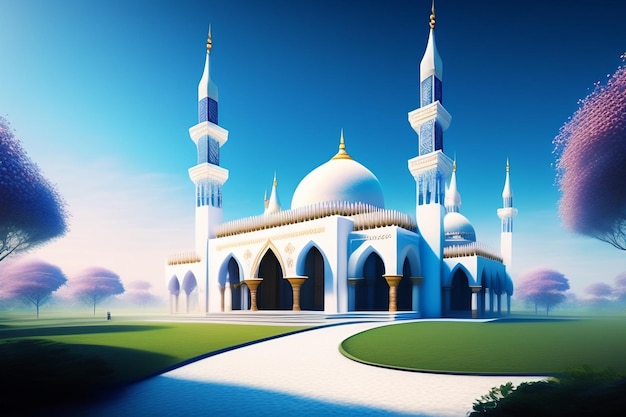 The beautiful serene mosque design Ai generated