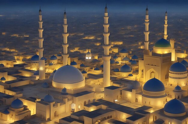 The beautiful serene mosque at night