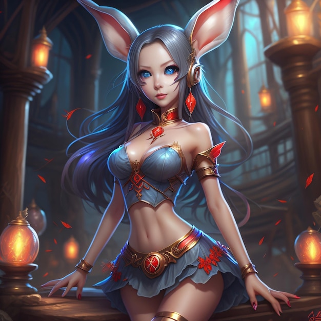 Beautiful sexy fantasy bunny girl in beautiful miniskirt