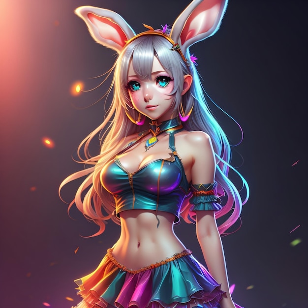 Beautiful sexy fantasy bunny girl in beautiful miniskirt